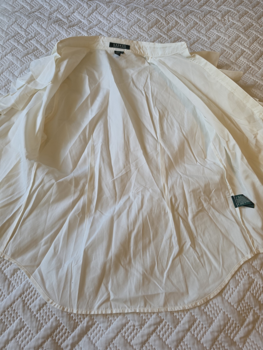Ralph Lauren Cream Ruffle Front Button-Down Shirt - Long Sleeve - Picture 4 of 4